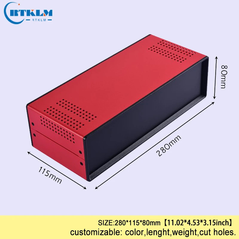Elektrische Gehäusebox aus Eisen für DIY-Projekte, Steckdosen-Verbindungsbox, PCB-Design, Instrumentengehäuse, Anschlussbox 280*115*80mm – Detail 7