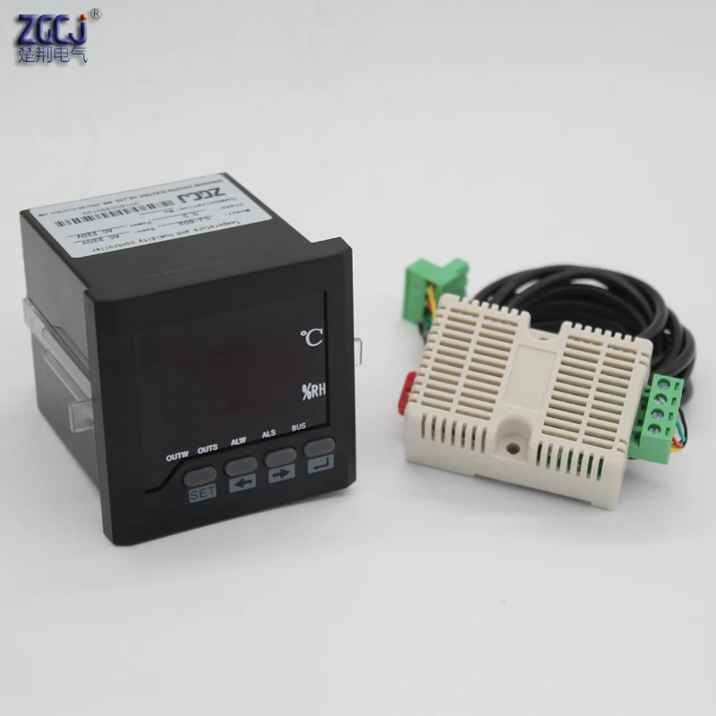 

Black shell 0.0~99.9%RH, -40~120 Celsius Intelligent digital temperature and humidity controller moisture meter with sensor