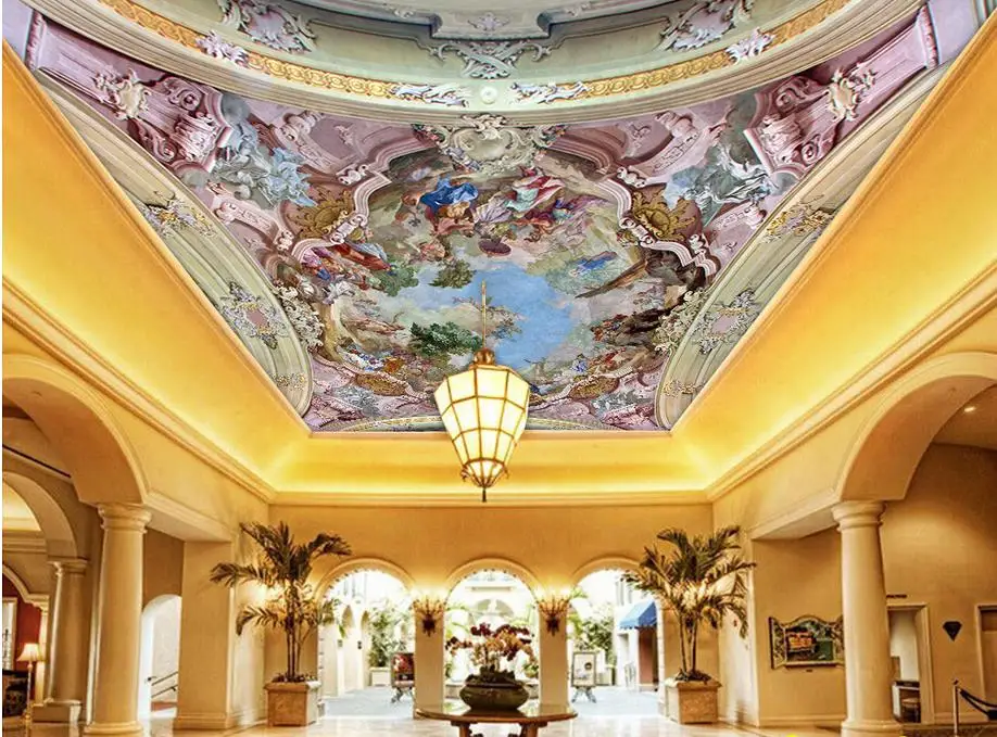 

Papel parede mural wallpaper European statues ceiling mural series 3d wall murals wallpaper ceilings