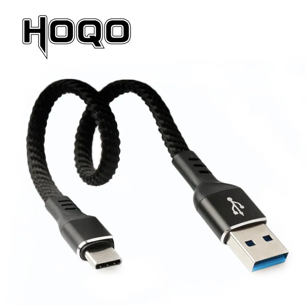 usb type-c short cable Typec flat braided usb c metal nylon cord for Samsung galaxy s10 Sony Xiaomi Android Phone