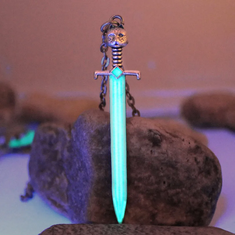 New  Sword Luminous Necklace Pendant GLOW in the DARK Gift