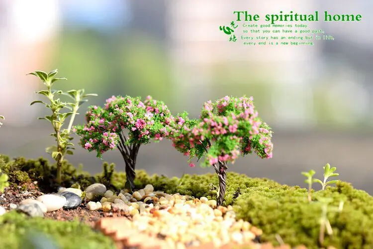 Micro krajobraz układ symuluje choinki symuluje Cherry Blossom Romanticflower Fairy Garden miniatury