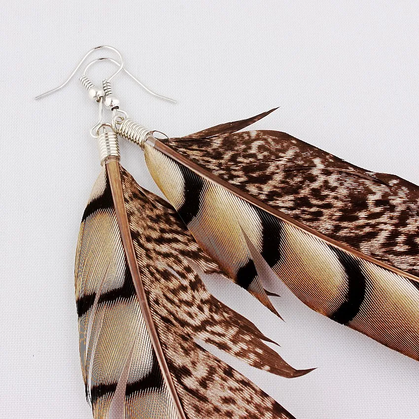 QB Dream Beauty Hollow out Vintage Pheasant Feather Dangle Earrings For Women Bohemia Earring Lady\'s Ethnic Indian Jewelry