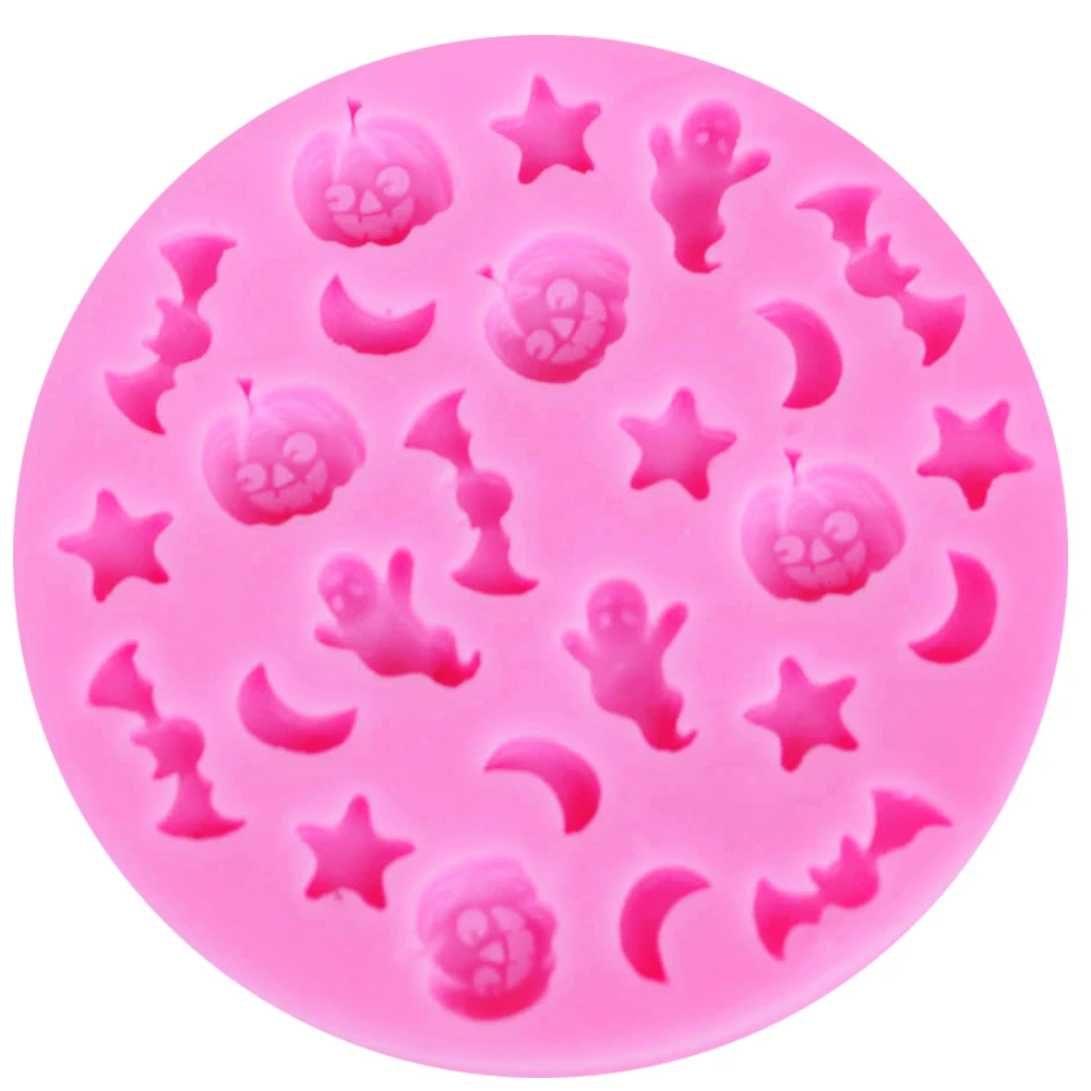 M288 Epoxy UV Resin Silicone Mold Mini Moons Stars Ghosts Bats Halloween Mask Pumpkins Cake Chocolate Candy Cooking Tool