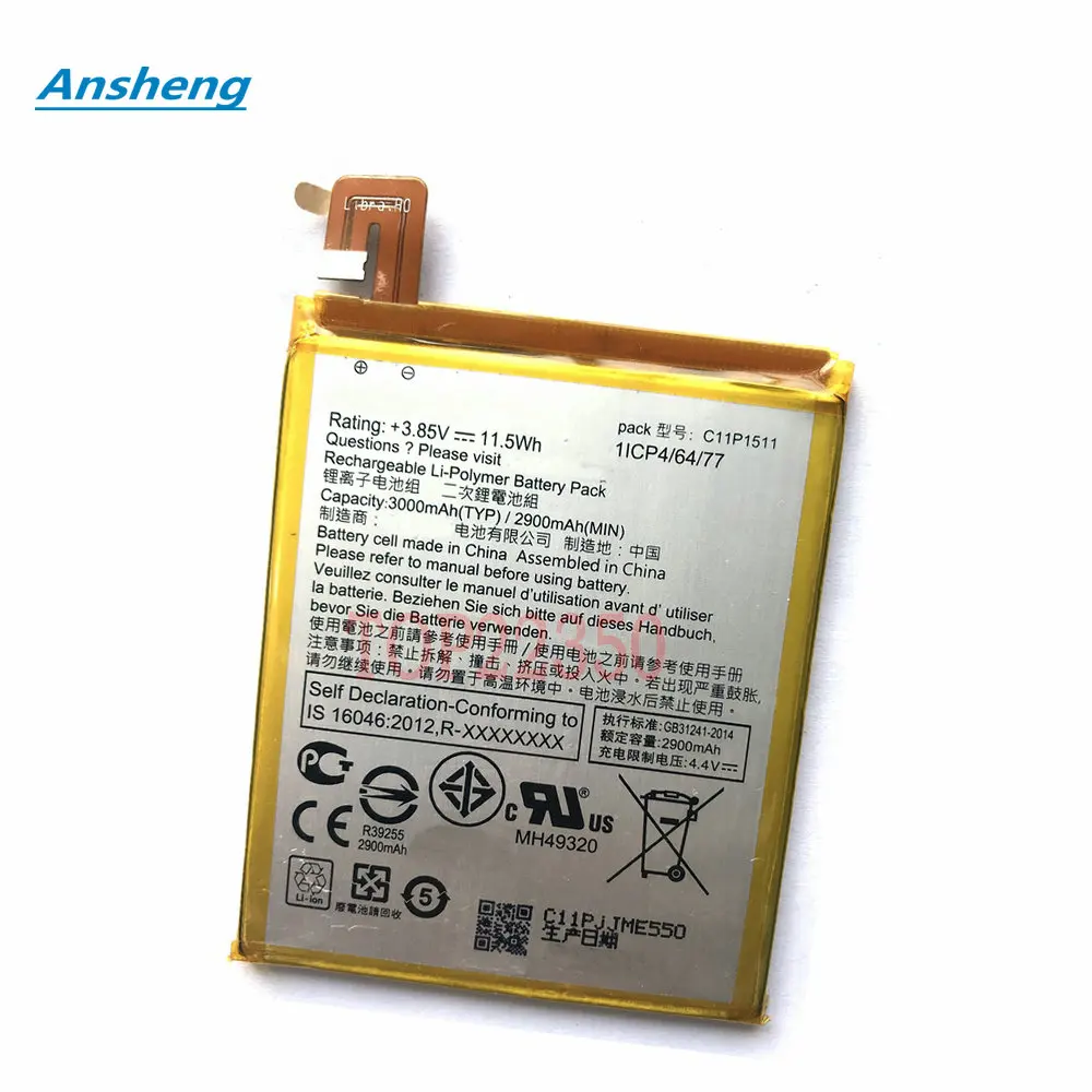 Baterai 3100MAh C11P1511 Kualitas Tinggi untuk Ponsel Pintar ASUS Zenfone 3 ZE552KL Z012D Z012DC Z012DA