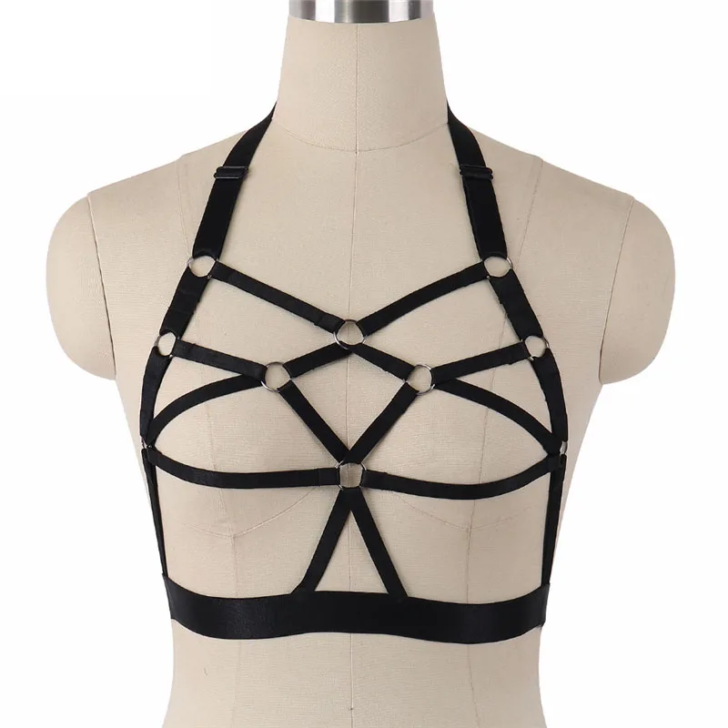 

Sexy Body Harness Rave Wear Cage Bralette Open Chest Bondage Harness Lingerie Women Crop Top Bodysuit Nightclub Wear O0273