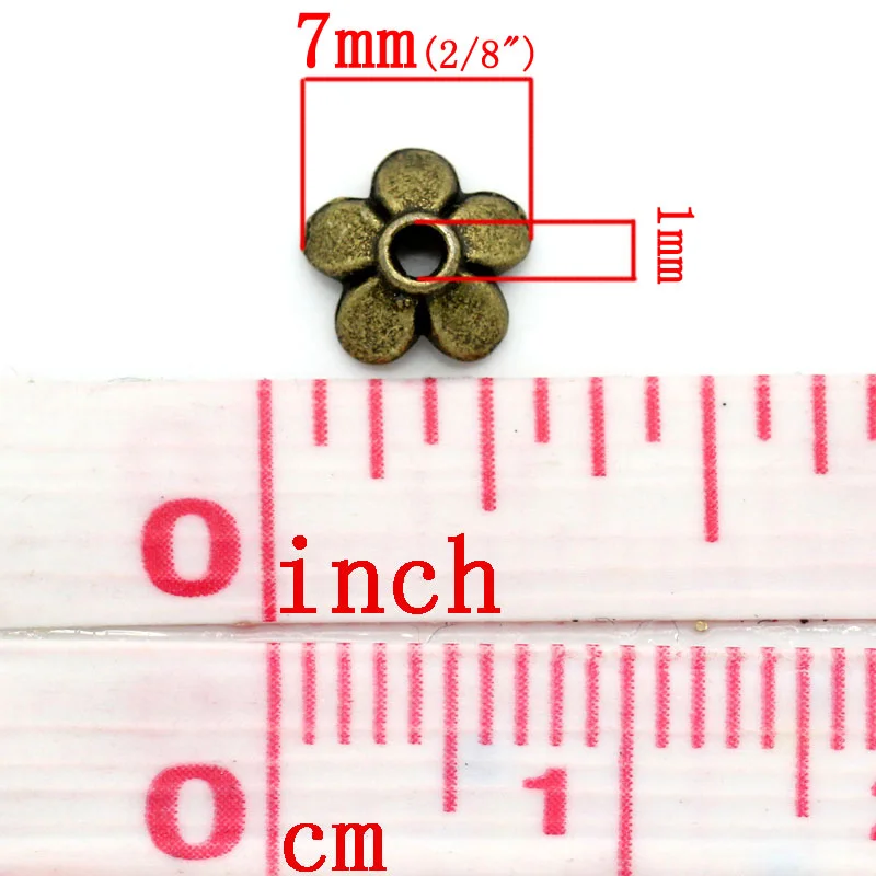 DoreenBeadsลูกปัด 5 กลีบดอกไม้Antique Bronze (เหมาะกับ 8-14 มม.) 7X6Mm,300PCs (B24749),Yiwu