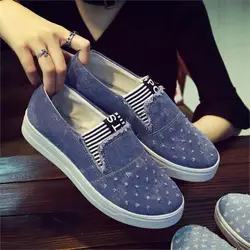 New Flat Shoes Ladies School Canvas Casual Flat Soft And Comfortable Shoes Work Driving Shoes Classical Denim Fabric Lightweight