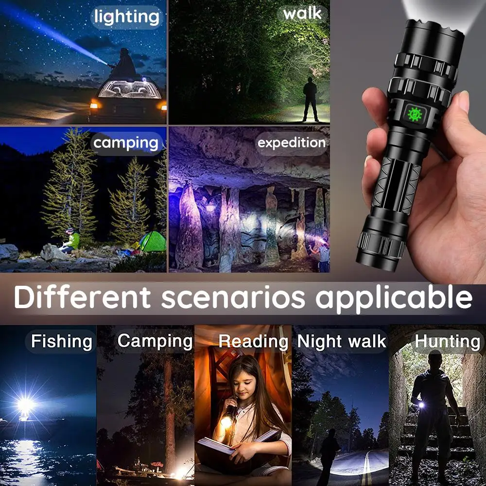 High Lumens Professional LED Flashlight for Hunting Tactical Scout Torch Lights USB Rechargeable LED Waterproof Fishlights