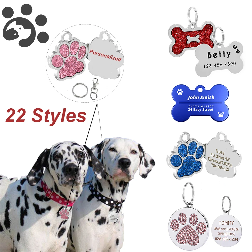 Engraved Dog ID Tags Personalized Metal Tag for Small Dogs Name Collar for Cat Customized Name Tags Puppy Pet Accessories MP0078