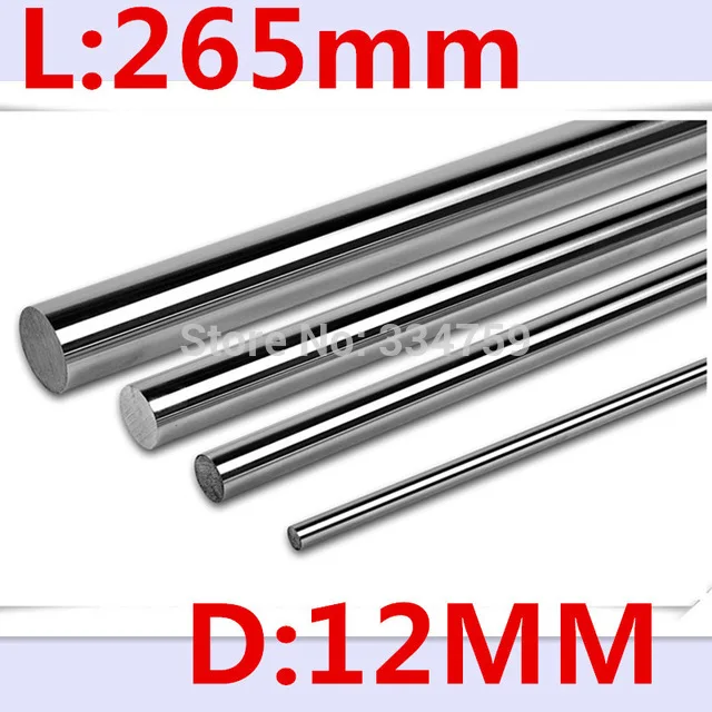 2pcs/lot 12mm linear shaft 265mm long Chrome Precision Hardened Rod Linear Motion Shaft 12mm*265mm cnc parts 3d printer parts