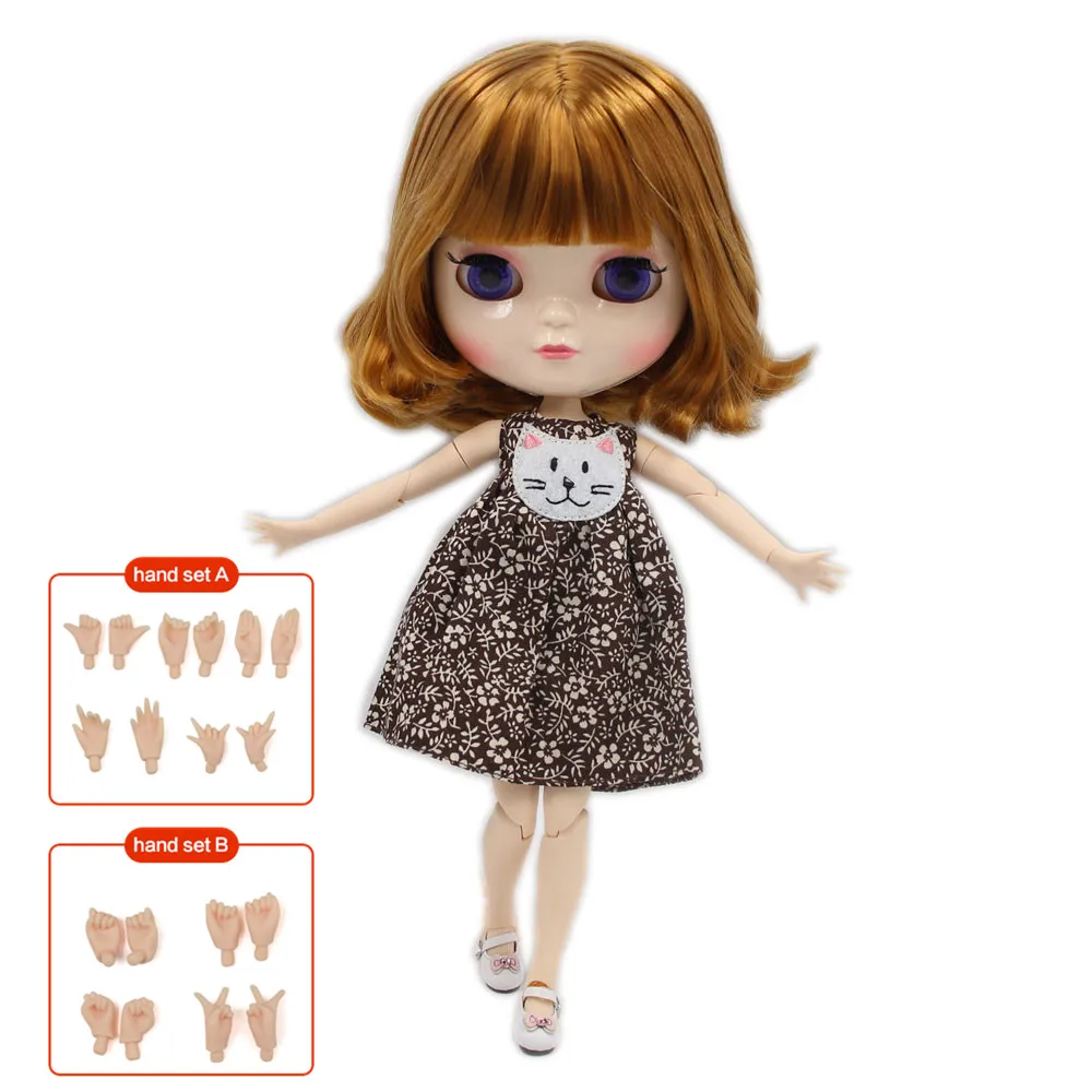 

ICY DBS Blyth BJD 1/6 joint body 30cm doll,Dark brown short hair ,including hand set AB Gift for girls. No.BL764A