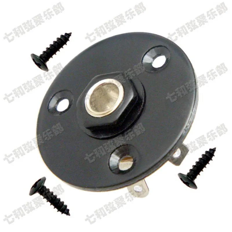 2 Pcs Black Round Jack Plate Guitar Jack 1/4