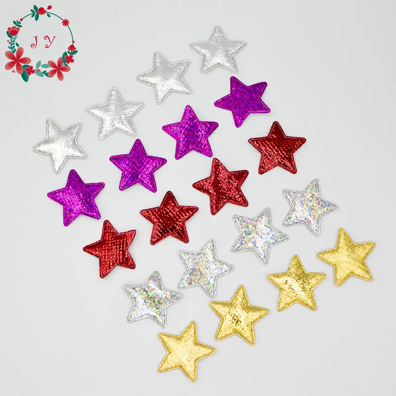 500PCS/lot Metallic iridescent Fabric Star Appliques 25mm Mini Star Patches for Party Decoration, Confetti, Scrapbooking