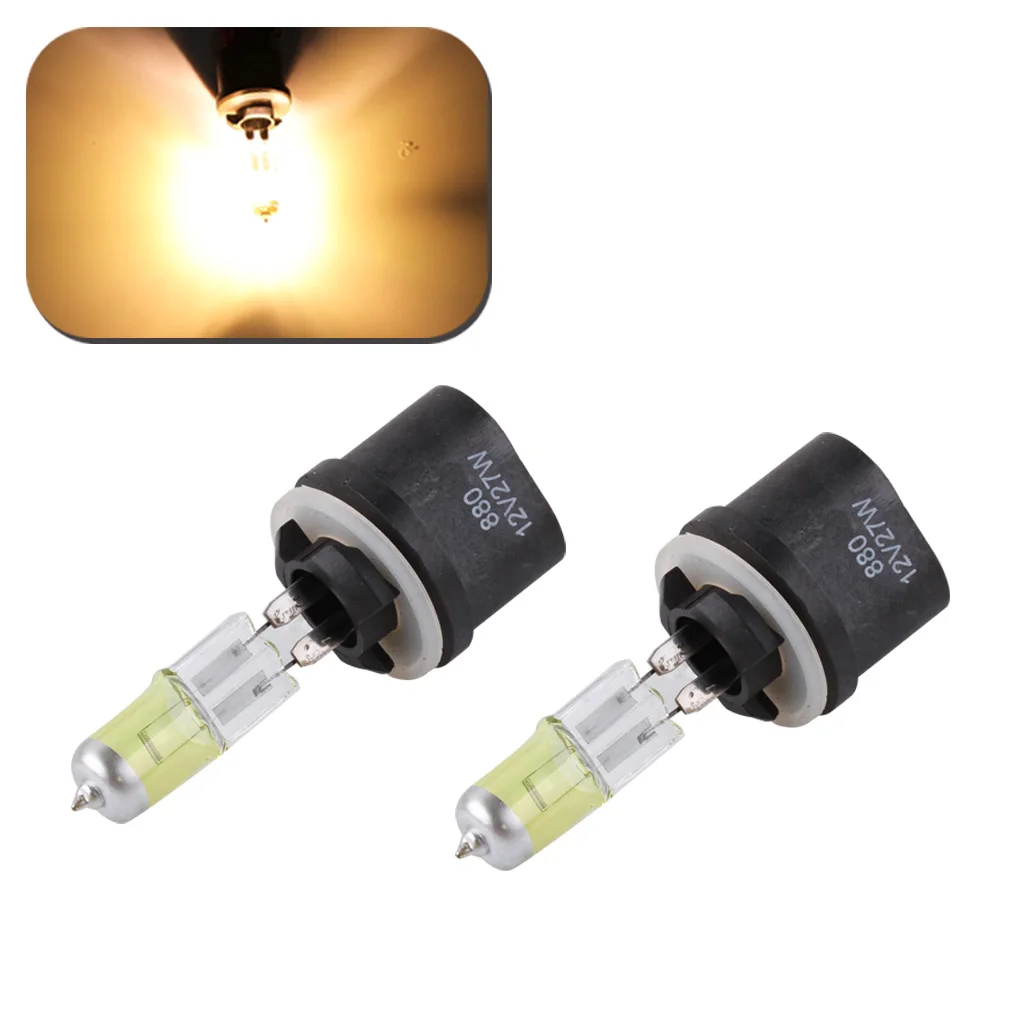 2pcs 880 890 PGJ13 Super Bright White Fog Halogen Bulb Hight Power 27W Car Head Lamp Light 12V H27W/1 Yellow Amber