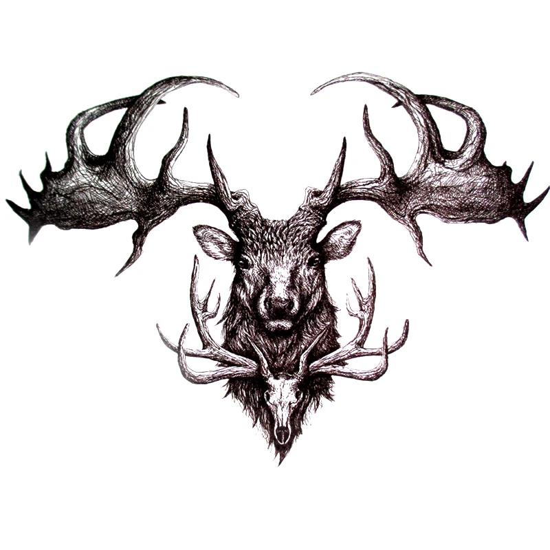 Skull Deer Temporary TattooS Body Art Flash Tattoo Stickers Waterproof High Quality Henna  Tattoos Beauty Tatoo Sleeve