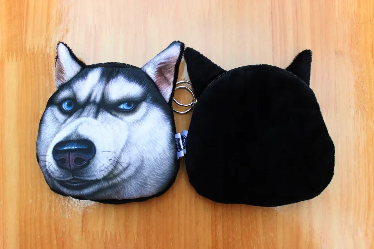 New Cute Cartoon Akita Husky Dog  Coin Purse Storage Bag Personality 3D Animal Dog Wallet Storage Bags For Kids And Adults