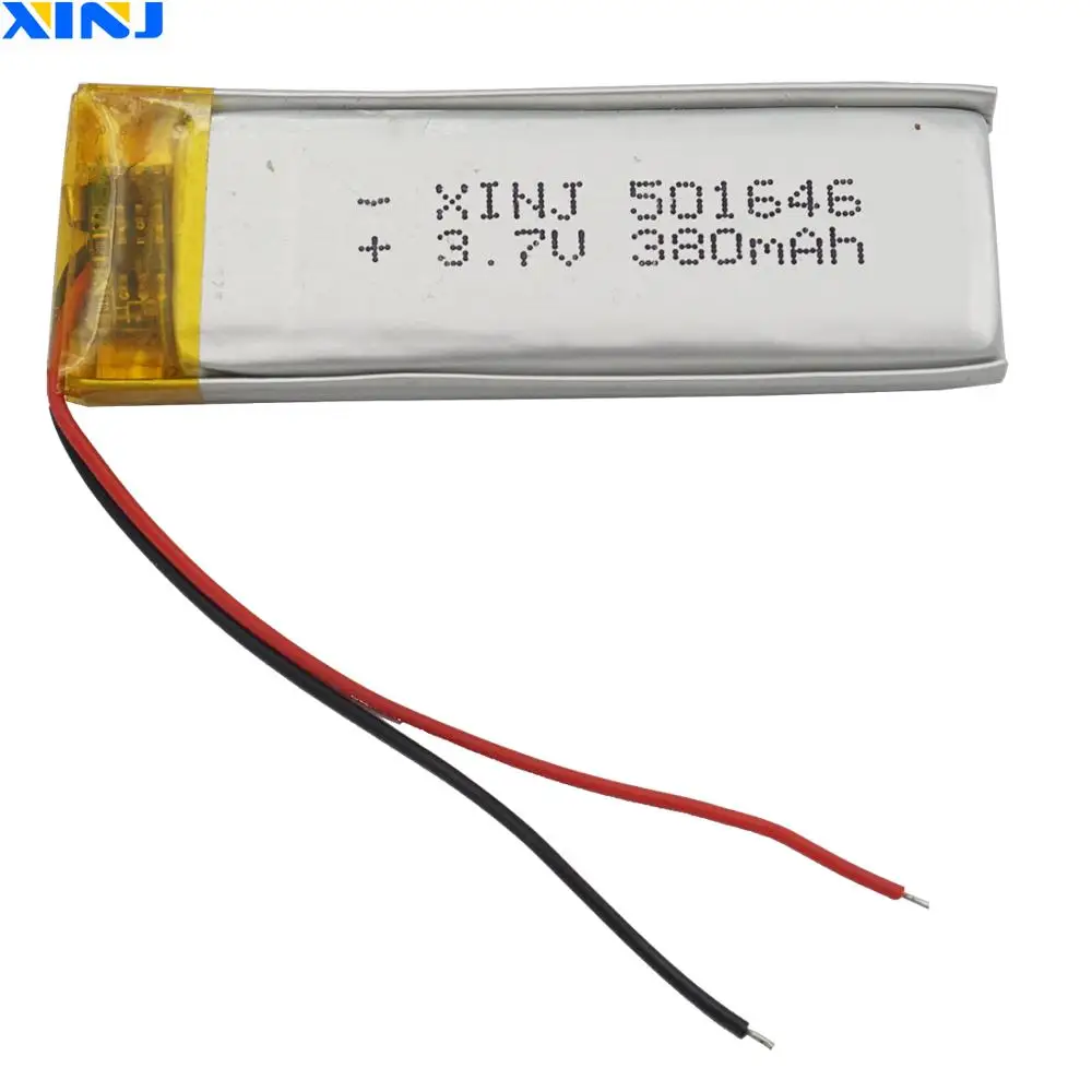 Batería de polímero de litio Lipo para coche, dispositivo de 3,7 V, 380 mAh, 501646, para GPS, DashCam, Sat Nav, DIY, cámara de conducción, grabadora, 10 piezas