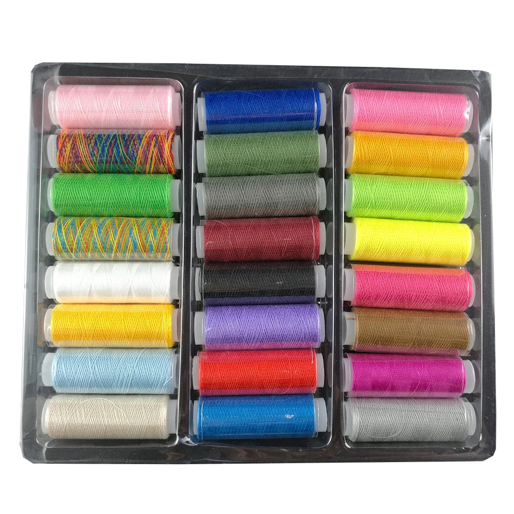 24PCS Cotton Rolls Color Assorted Spools Thread All Purpose Home Hand Machine Sewing Decor Reel Thread Dress Making Tools