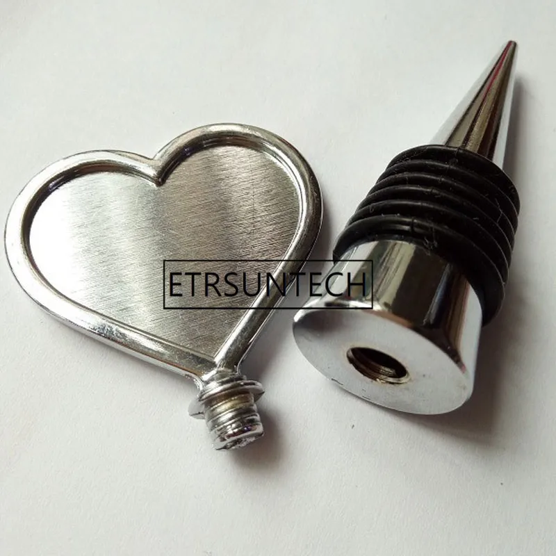 200pcs Heart Blank Metal Wine Bottle Stopper for DIY Crystal Dome Cabochones Accessory