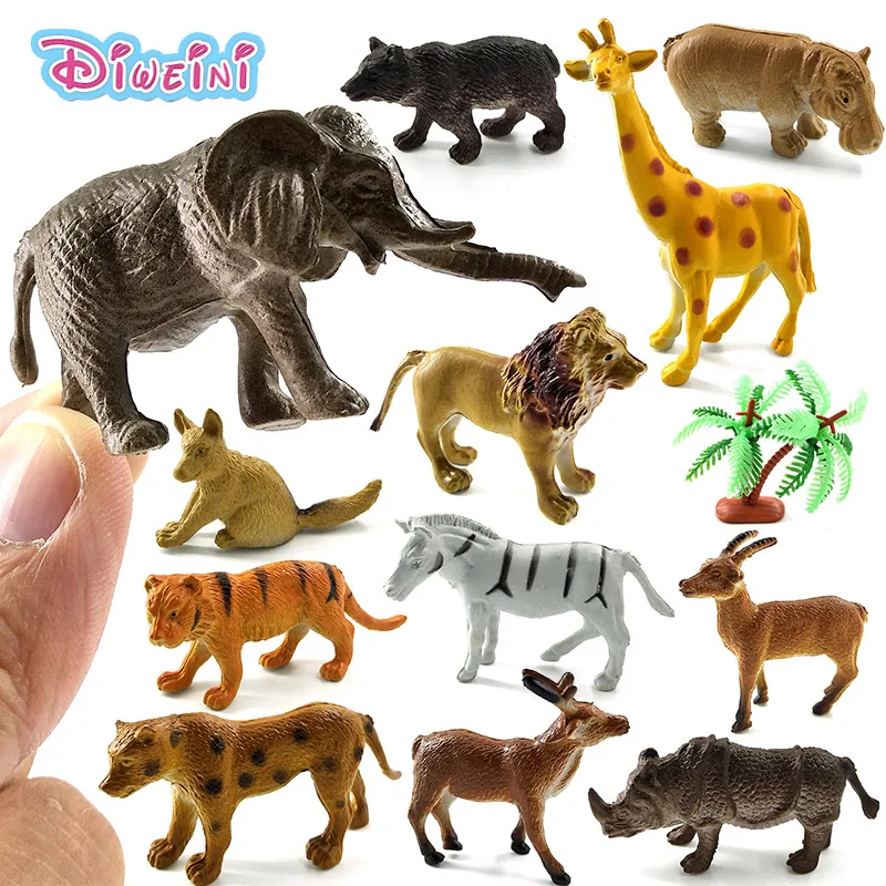 Simulation Forest wild animals model figures Bear Deer Tiger Leopard Lion kangaroo Elephant Horses Rhinoceros sheep plastic toys