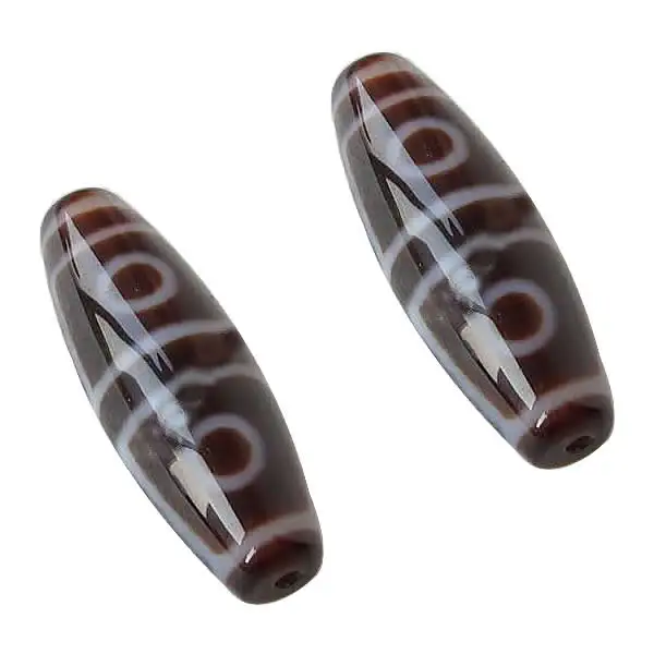 Amulet 4 Eyes Grade AAA Agate Natural Tibetan Dzi Beads Oval 12x38mm Hole:Approx 2mm Free Shipping