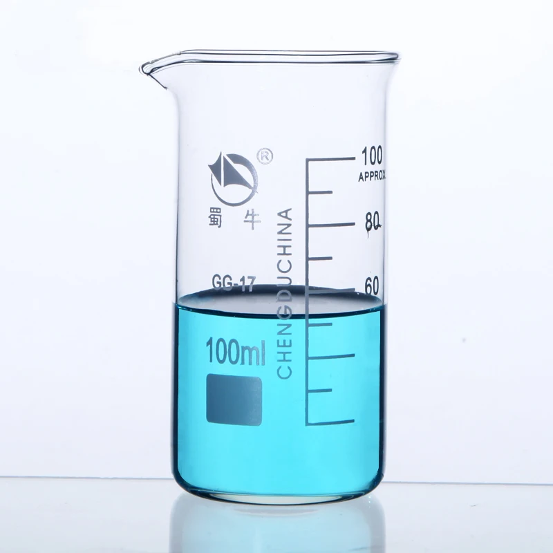 Graduado vaso de vidrio de borosilicato, vaso de medida de forma alta, equipo de laboratorio, 50-1000ml