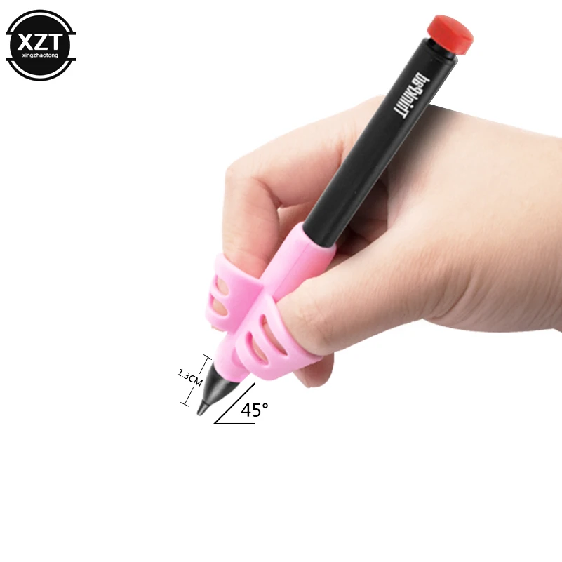 Dois-dedo caneta titular silicone bebê aprendizagem escrita ferramenta dispositivo de correção lápis conjunto papelaria lápis segurando elementar