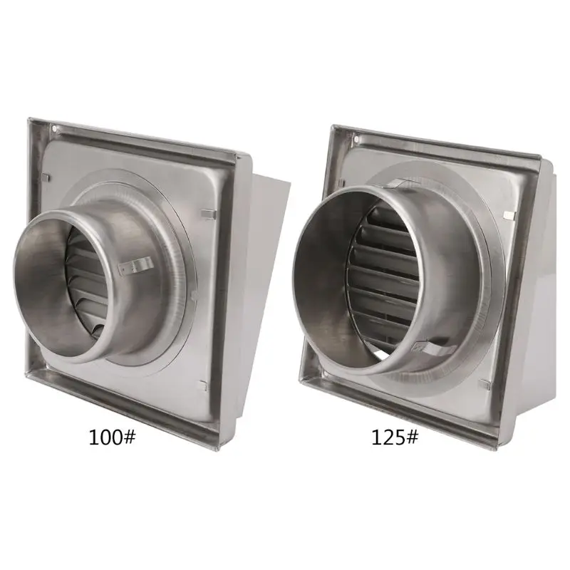 

100mm/125mm Square Wall Air Vent Grille Stainless Steel Diffuser Ducting Ventilation Cover Extractor Outlet Louvres