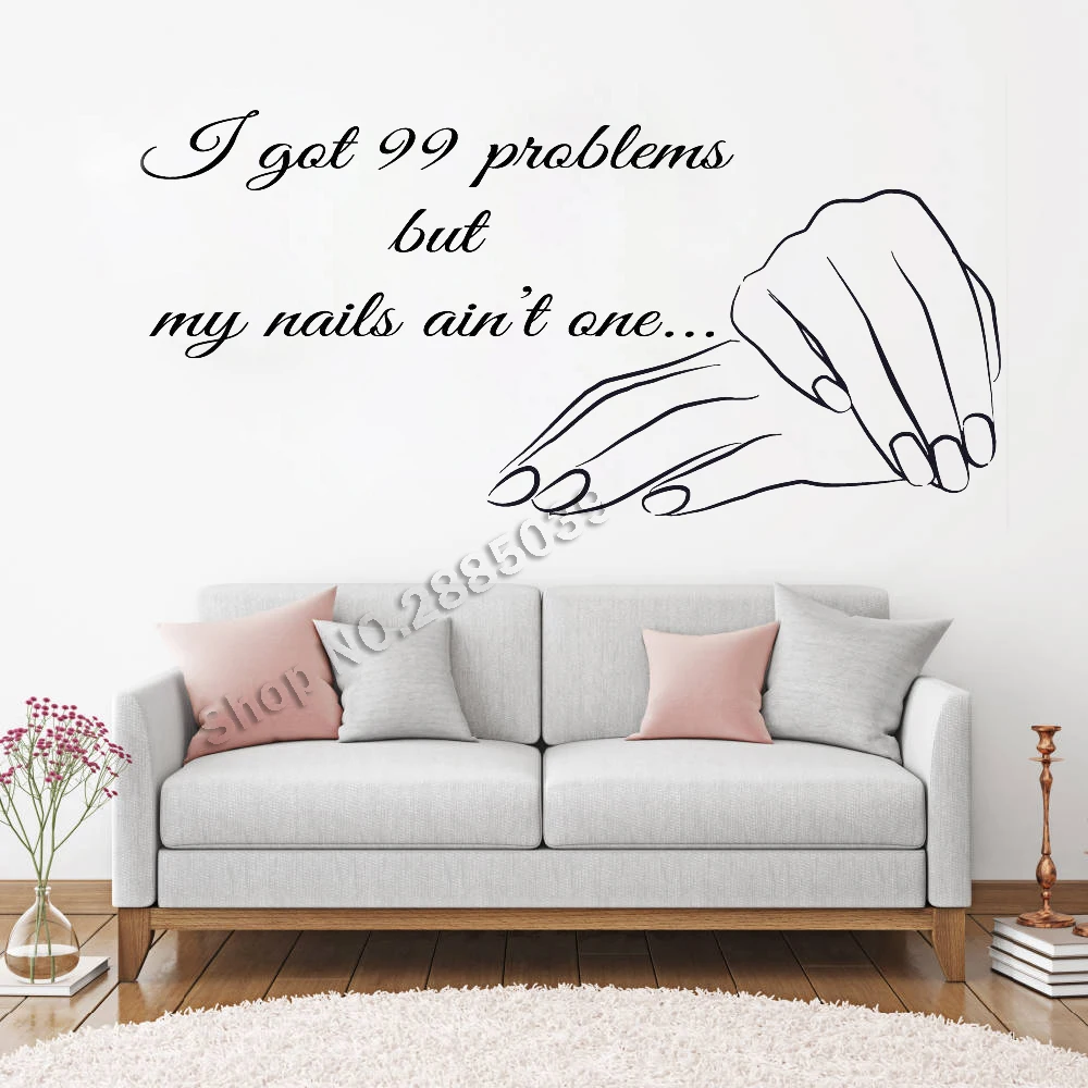 Nails Quote Wall Stickers Nail Shopwindow Sign Vinyl Decals Wall Decor Manicure Salon Wallpapers Removable Murals Hot Sale LC712