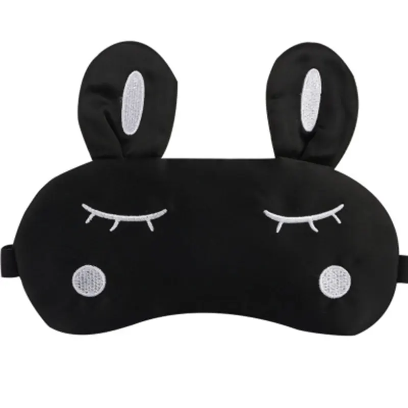 ATOMUS – masque de sommeil en soie lapin, Patch oculaire lapin mignon, ombre noire, bandeau Portable, outil d'aide au soin, pas de sac de glace