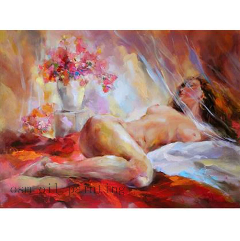 Hand Painted Beautiful Naked Lady Fine Artwork Canvas Picture Handmade Modern Abstract Sexy Nude Woman Oil Painting on Canvas