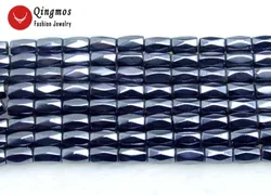 Qingmos 5*8mm Column Faceted Black Hematite Magnetic Loose Beads for Jewelry Making Necklace Bracelets DIY Los709 Free Shipping