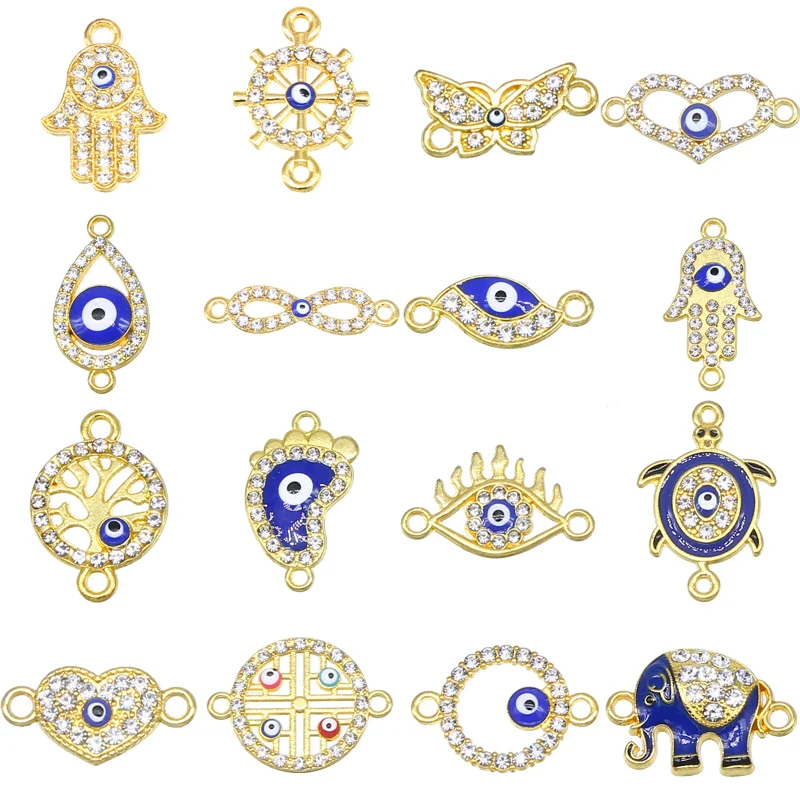 6 pieces / lucky evil eye pendant 16 types evil eyes Diy jewelry accessories charm necklace bracelet connector and rings