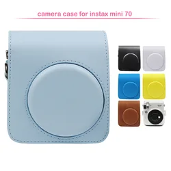 Fujifilm Instax Mini 70 Instant Camera Case, Protective PU Leather Classic Bag Cover/PVC Crystal Clear Case with Shoulder Strap