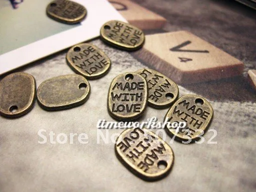 200 pieces Vintage Jewelry DIY parts materials wholesale Zakka 11*8MM make with love - elliptical plate