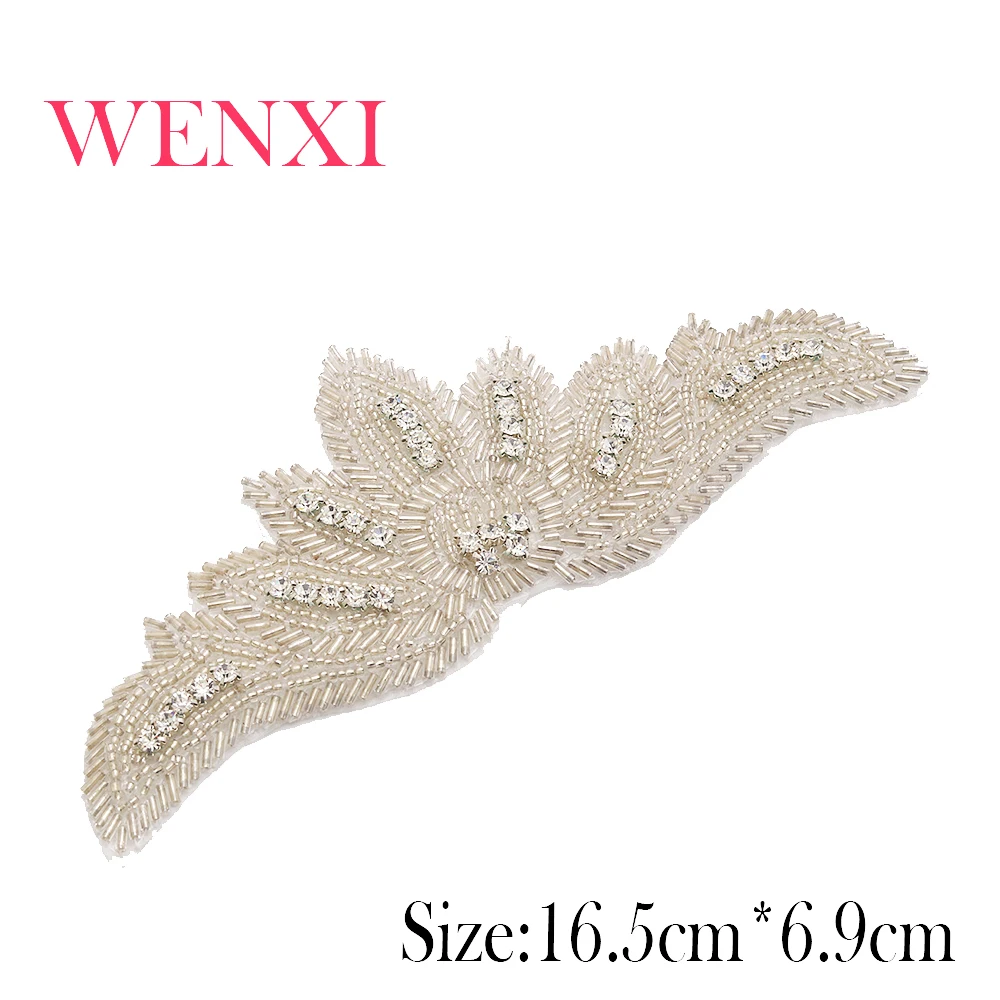 

WENXI 30pcs Wholesale Clear Rose Gold Crystal Rhinestones Appliques Accessory For Bridal Gown Dress Sash DIY Bridal Sash WX921