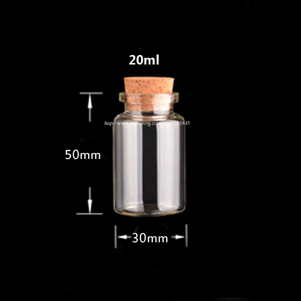 2 Pcs/Lot Clear empty glass bottle with wood cork With Cork DIY Transparent Jars Containers Vials Diameter 30mm 10ml 15ml 20ml