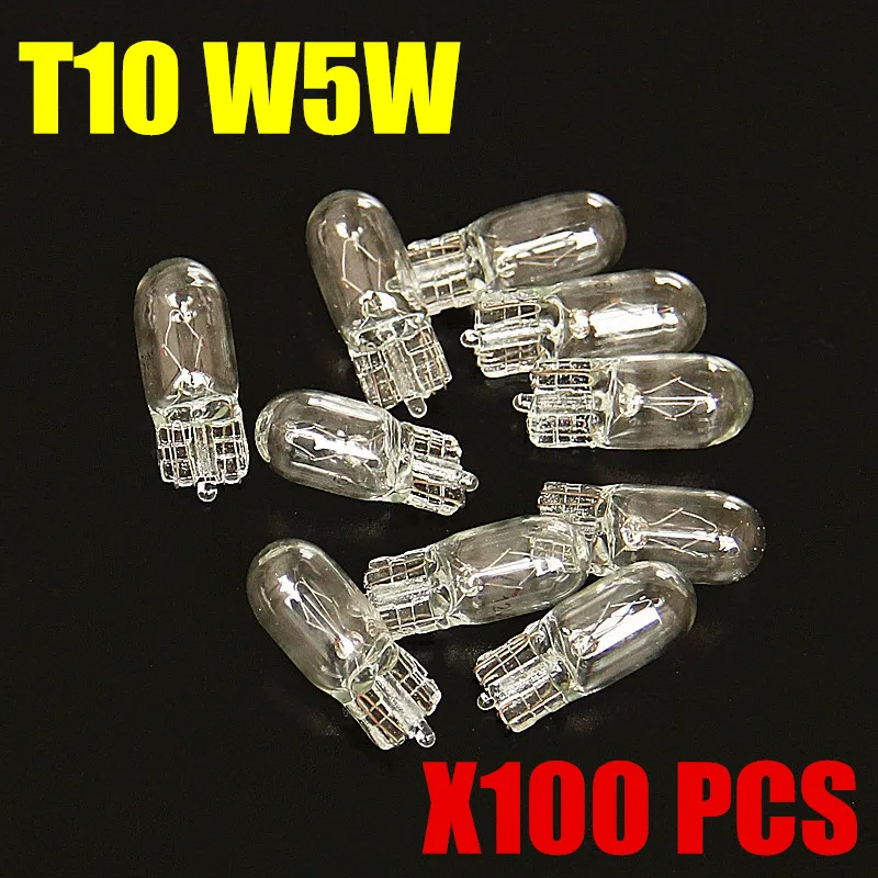 100Pcs T10 W5W 194 501 12V 4300K 8000k 5W wedges clear car light  Halogen Bulb Signal Interior Car light Lamp car light source