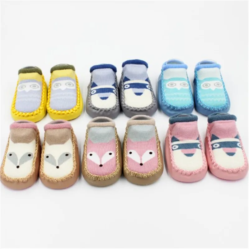 

1 Pair Autumn Winter Infant Animals Cotton Socks Anti Slip Soft Boy Foot Socks With Rubber Soles Kids Girl Cute Cartoon Socks