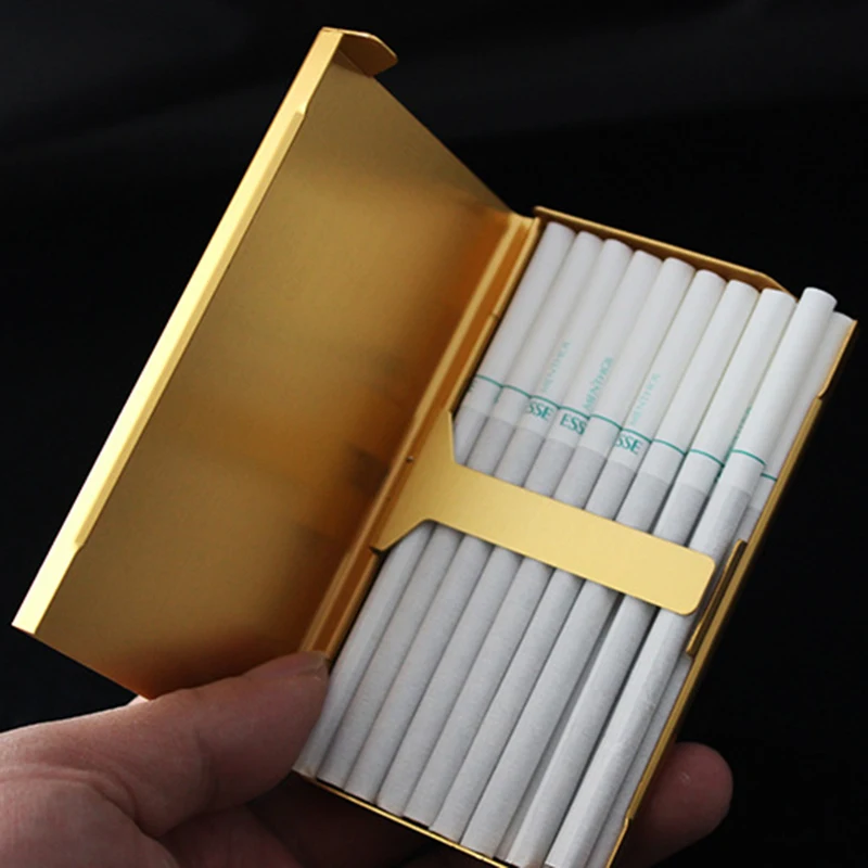 20 Sticks Thin Fashion Pipes Creative Personality Cigaret Case Slim Lady Metal Cigarette Box Accessories Gift Cigarette Holder