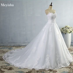 ZJ9059 Abito da sposa con scollo a cuore in tulle bianco personalizzato Foto reale Corte dei treni per abiti da sposa taglie forti Alta qualità