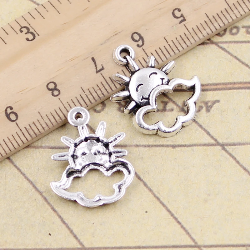 20pcs Charms Sun Cloud 20x17mm Tibetan Bronze Silver Color Pendants Antique Jewelry Making DIY Handmade Craft Pendant