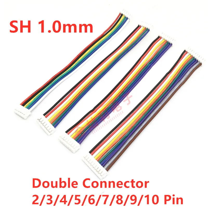 10Pcs Mini Micro SH 1.0mm 2P 3P 4P 5P 6P 7P 8P 9P 10Pin JST Double Connector Plug Wires Cables 100MM SH1.0