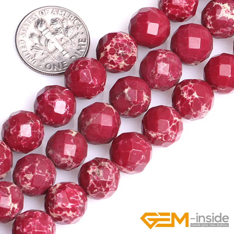 12mm Round Faceted Dark Red Sea Sediment Jaspe Beads Fashion Stone Beads DIY Beads For Bracelet Making Strand 15\