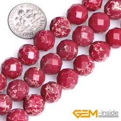 12mm Round Faceted Dark Red Sea Sediment Jaspe Beads Fashion Stone Beads DIY Beads For Bracelet Making Strand 15