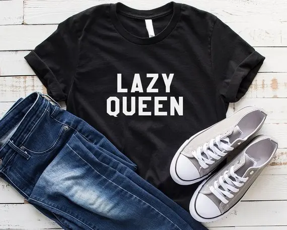 Sugarbaby Lazy queen Nap t-shirts Women Funny Tumblr T shirt  Graphic Tee Short Sleeve Fashion T shirt High quality Casual Tops