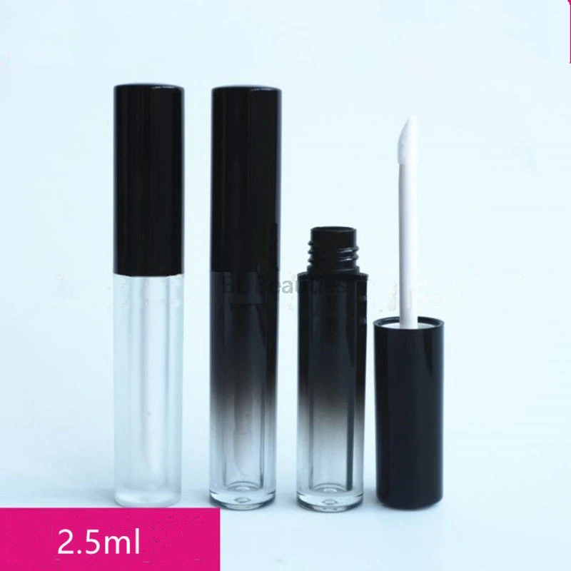 500pcs/lot 2.5ml Frosted Lip Gloss Tube Lipgloss Bottle With Black Lid For Lip Oil Lip Gloss Cosmetic Packing Tools