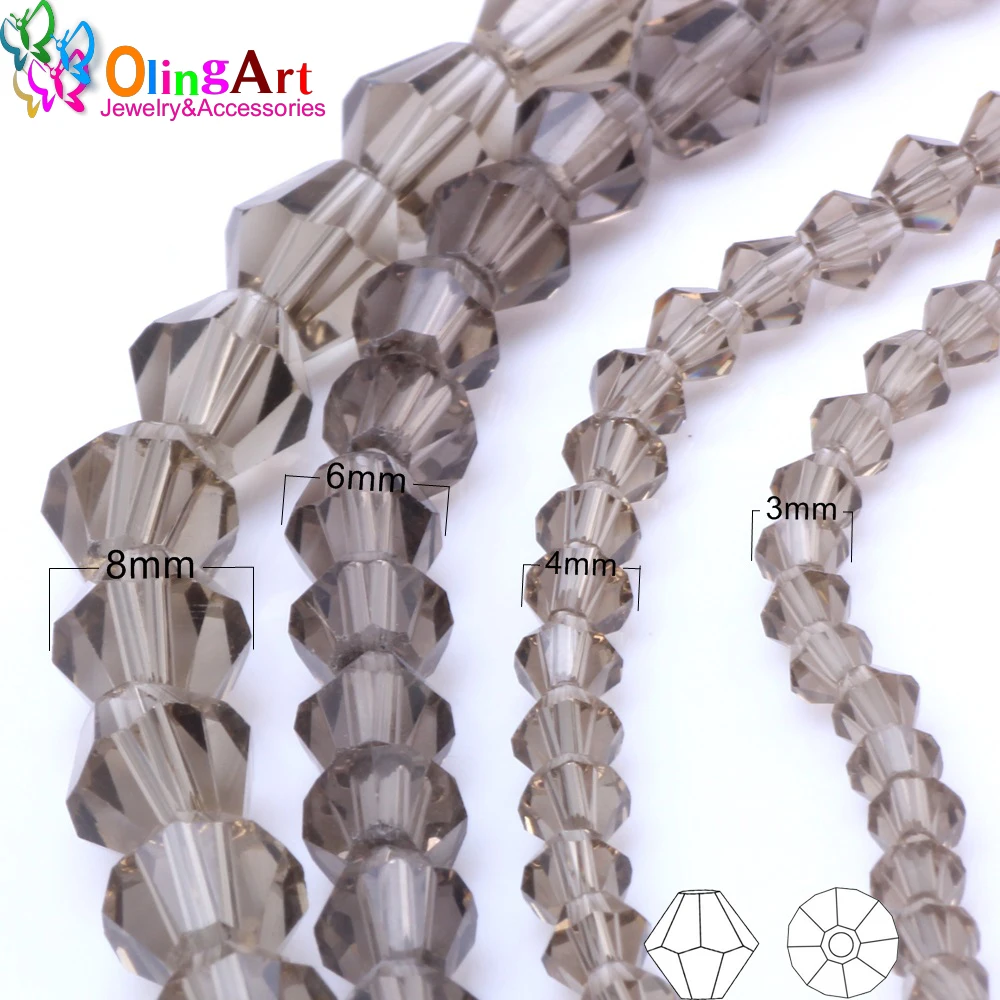 OlingArt 3mm/4mm/6mm/8mm Bicone Upscale Austrian Multicolored crystal gray color beads Loose bead bracelet DIY Jewelry Making