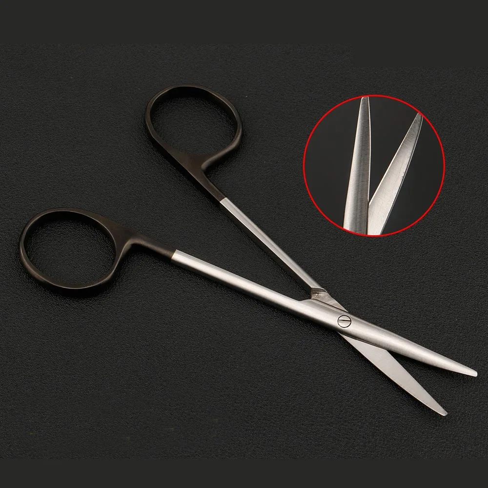 12.5 15 16 18cm black handle round head scissors fine blunt straight straight scissors